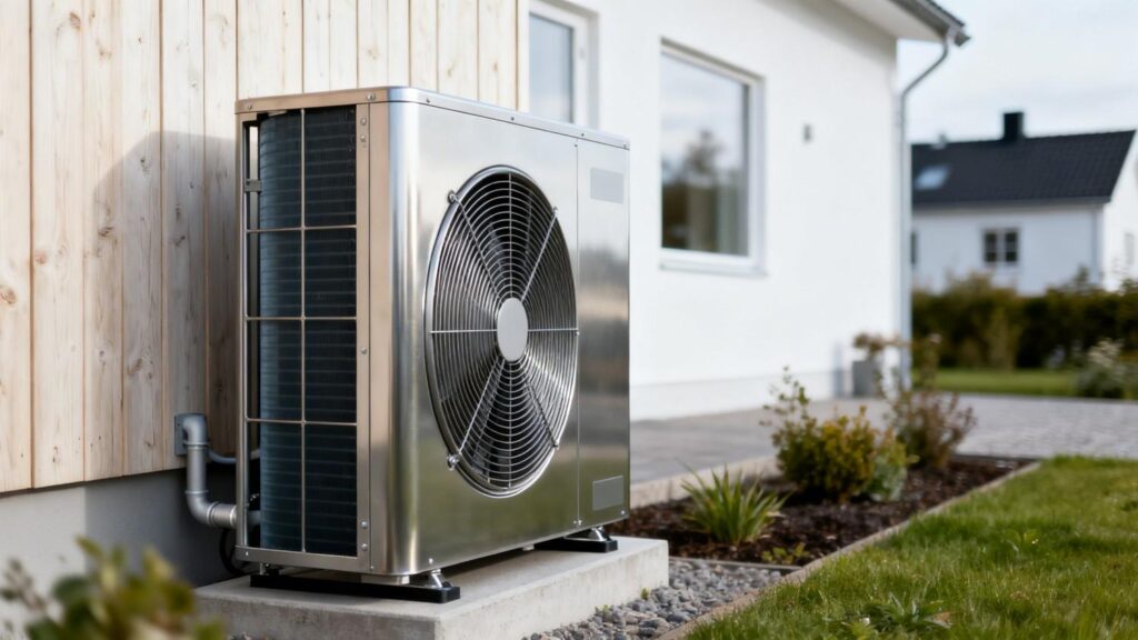 luft til vand varmepumpe pris i dansk parcelhus med udendørs installation
