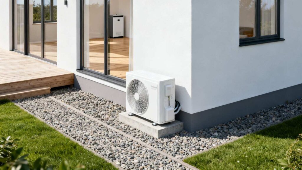 Hvad er en varmepumpe og hvordan virker den i et moderne dansk hjem med udedel og indedel vist i praksis