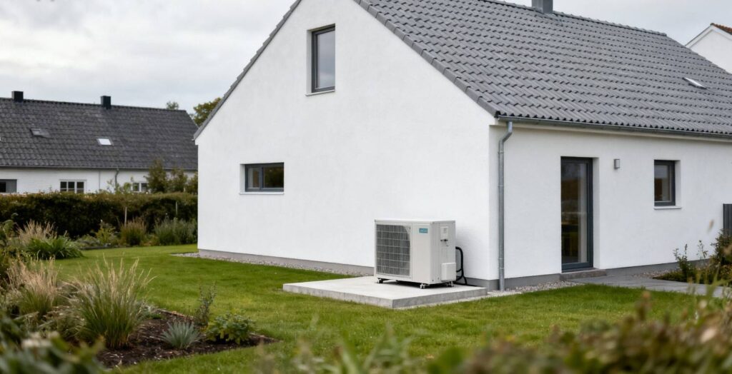Levetid varmepumpe i dansk bolig med korrekt installeret varmepumpe ved moderne parcelhus