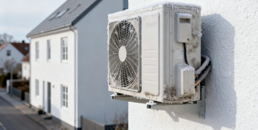 Tegn på fejl der forkorter levetiden på en varmepumpe ved dansk hus med udendørs varmepumpe unit