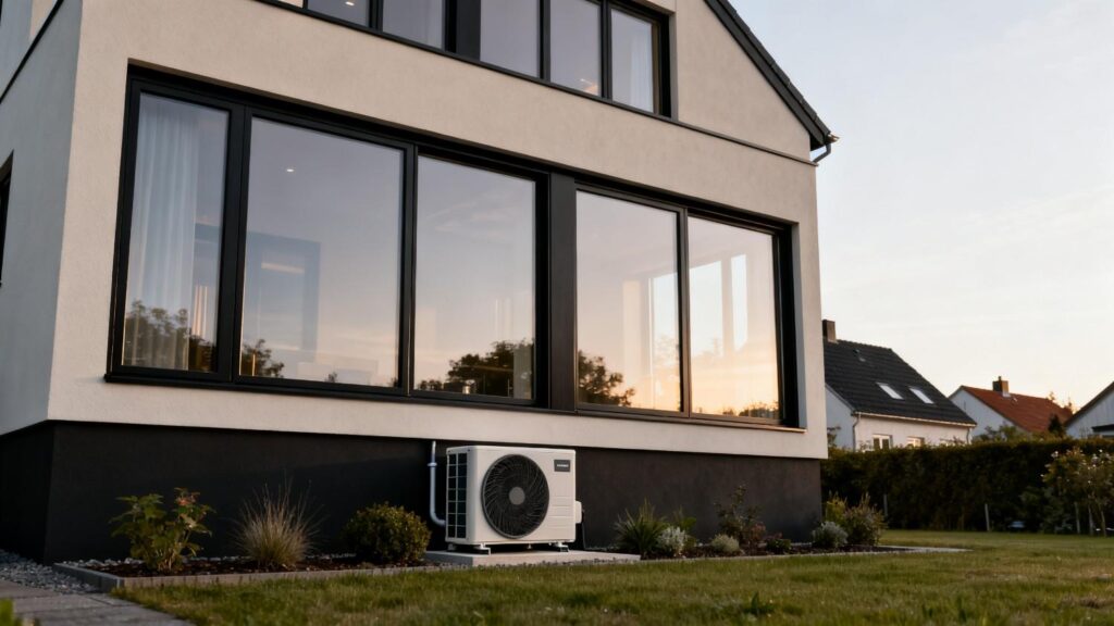 Moderne dansk parcelhus på 100 m2 med varmepumpe installation og fokus på energieffektiv opvarmning
