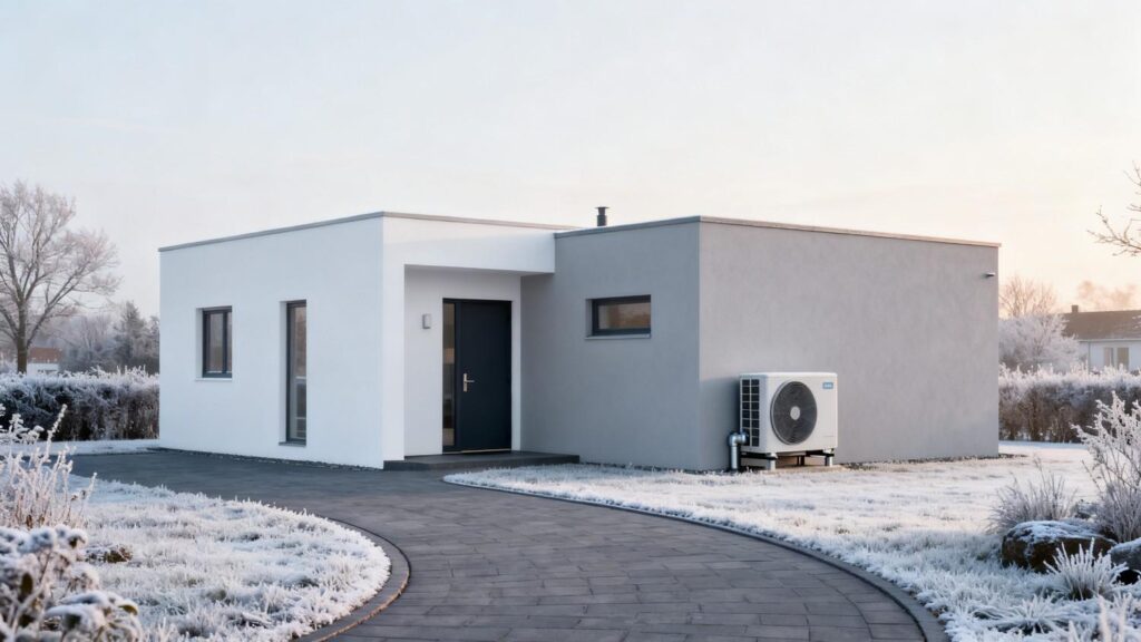 Moderne dansk parcelhus med korrekt dimensioneret varmepumpe og fokus på valg af størrelse varmepumpe til boligen