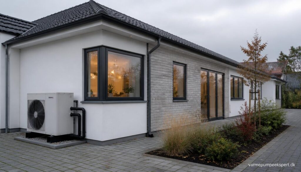 Komplet luft til vand-varmepumpeløsning ved dansk parcelhus.