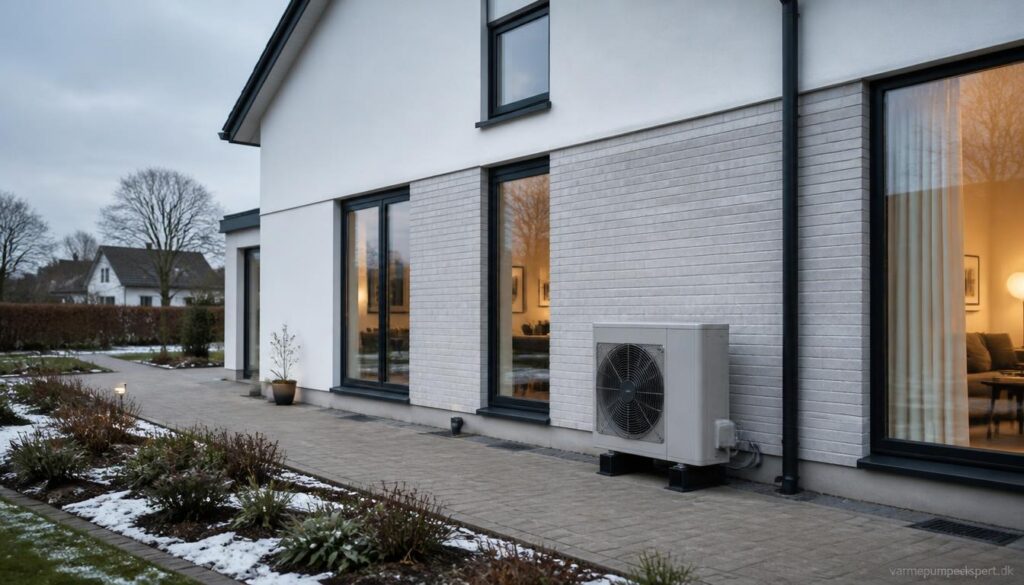 Varmepumpe i dansk parcelhus med fokus på varmepumpens tilbagebetalingstid.